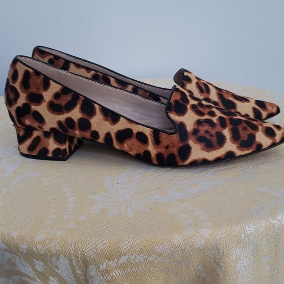 Aldo Shoe Womens 8.5 Leather Slip On Block Heel Leopard Cheetah - Picture 3 of 7